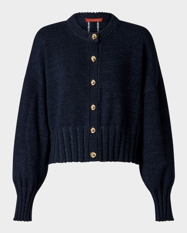 Liam Wide-Rib Crewneck Cardigan